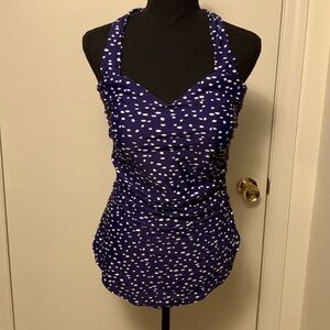 Meetcurve One piece Blue with white dots padded bra Size L (12/14)